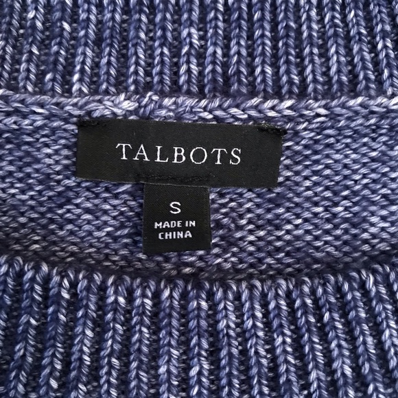Talbots Crewneck Sweater Womens Small Heathered Blue Soft Cotton Acrylic Luxe - Picture 4 of 10